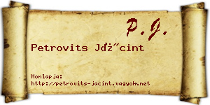 Petrovits Jácint névjegykártya